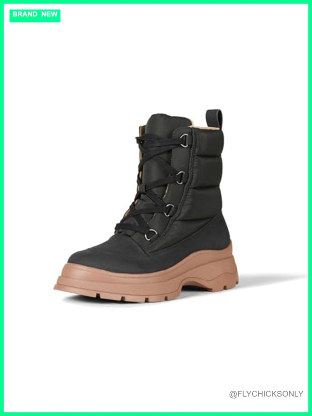 Women's Lace Up Puffer Ankle Boots Chunky Heel Faux Suede Memory Foam